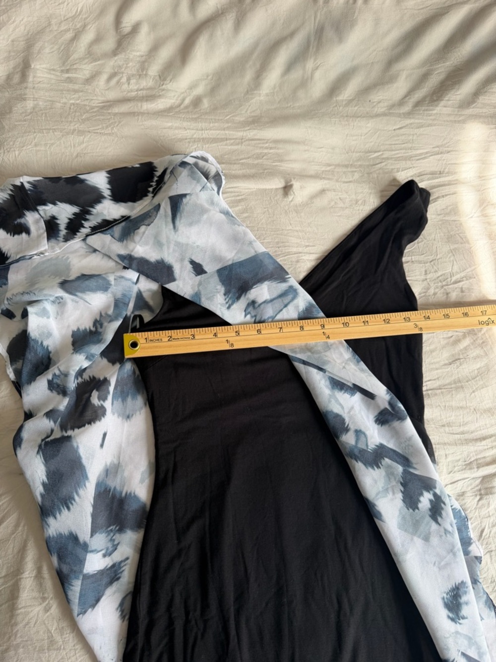 bebe Black One-Shoulder Dress with Gray Abstract Print Overlay XXS - Picture 7 of 8